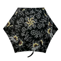 White And Yellow Floral And Paisley Illustration Background Mini Folding Umbrellas