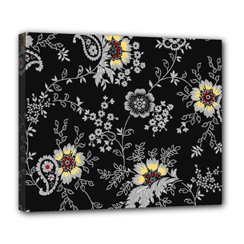 White And Yellow Floral And Paisley Illustration Background Deluxe Canvas 24  X 20  (stretched)