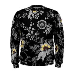 White And Yellow Floral And Paisley Illustration Background Men s Sweatshirt