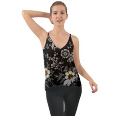 White And Yellow Floral And Paisley Illustration Background Chiffon Cami