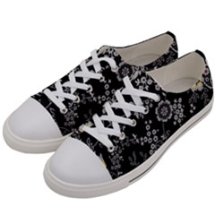 White And Yellow Floral And Paisley Illustration Background Women s Low Top Canvas Sneakers