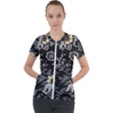 White And Yellow Floral And Paisley Illustration Background Short Sleeve Zip Up Jacket View1