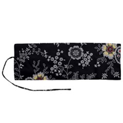 White And Yellow Floral And Paisley Illustration Background Roll Up Canvas Pencil Holder (m)