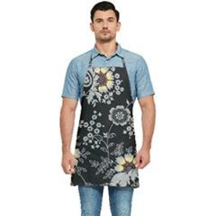 White And Yellow Floral And Paisley Illustration Background Kitchen Apron