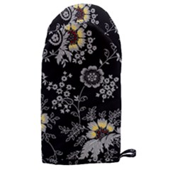 White And Yellow Floral And Paisley Illustration Background Microwave Oven Glove