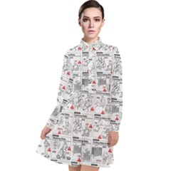 White Printer Paper With Text Overlay Humor Dark Humor Infographics Long Sleeve Chiffon Shirt Dress