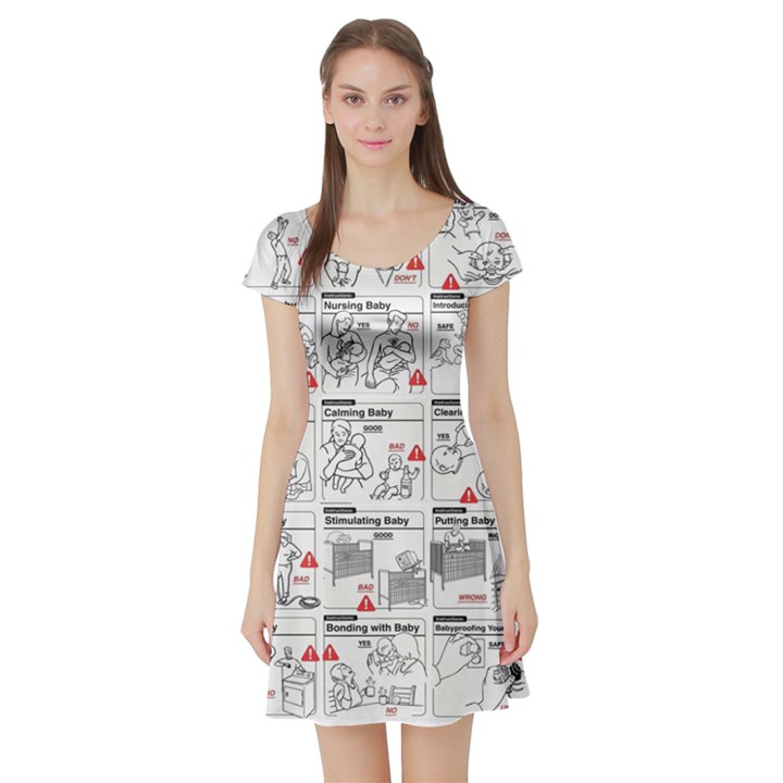 White Printer Paper With Text Overlay Humor Dark Humor Infographics Short Sleeve Skater Dress