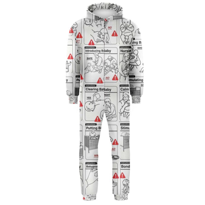 White Printer Paper With Text Overlay Humor Dark Humor Infographics Hooded Jumpsuit (Men)