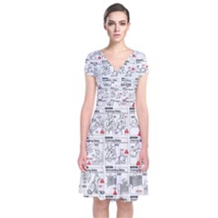 White Printer Paper With Text Overlay Humor Dark Humor Infographics Short Sleeve Front Wrap Dress