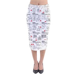 White Printer Paper With Text Overlay Humor Dark Humor Infographics Velvet Midi Pencil Skirt by Jancukart