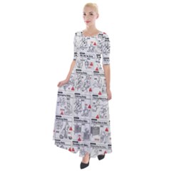 White Printer Paper With Text Overlay Humor Dark Humor Infographics Half Sleeves Maxi Dress