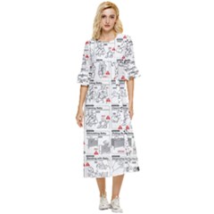 White Printer Paper With Text Overlay Humor Dark Humor Infographics Double Cuff Midi Dress