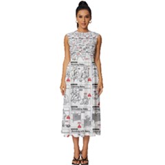 White Printer Paper With Text Overlay Humor Dark Humor Infographics Sleeveless Round Neck Midi Dress