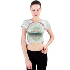 Flower Abstract Floral Hand Ornament Hand Drawn Mandala Crew Neck Crop Top