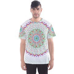 Flower Abstract Floral Hand Ornament Hand Drawn Mandala Men s Sport Mesh Tee