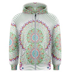 Flower Abstract Floral Hand Ornament Hand Drawn Mandala Men s Zipper Hoodie