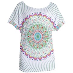 Flower Abstract Floral Hand Ornament Hand Drawn Mandala Women s Oversized Tee