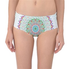 Flower Abstract Floral Hand Ornament Hand Drawn Mandala Mid-waist Bikini Bottoms