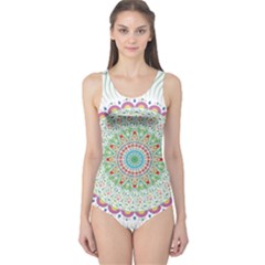 Flower Abstract Floral Hand Ornament Hand Drawn Mandala One Piece Swimsuit