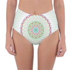 Flower Abstract Floral Hand Ornament Hand Drawn Mandala Reversible High-waist Bikini Bottoms