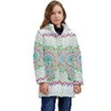 Flower Abstract Floral Hand Ornament Hand Drawn Mandala Kid s Hooded Longline Puffer Jacket View1