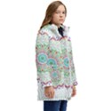 Flower Abstract Floral Hand Ornament Hand Drawn Mandala Kid s Hooded Longline Puffer Jacket View2