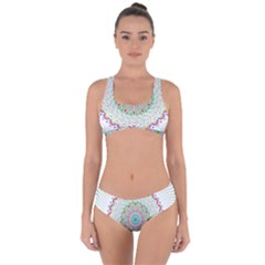 Flower Abstract Floral Hand Ornament Hand Drawn Mandala Criss Cross Bikini Set