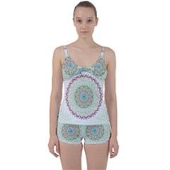 Flower Abstract Floral Hand Ornament Hand Drawn Mandala Tie Front Two Piece Tankini