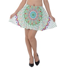 Flower Abstract Floral Hand Ornament Hand Drawn Mandala Velvet Skater Skirt