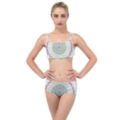 Flower Abstract Floral Hand Ornament Hand Drawn Mandala Layered Top Bikini Set by Jancukart