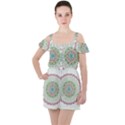 Flower Abstract Floral Hand Ornament Hand Drawn Mandala Ruffle Cut Out Chiffon Playsuit View1