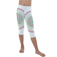 Flower Abstract Floral Hand Ornament Hand Drawn Mandala Kids  Lightweight Velour Capri Leggings  by Jancukart