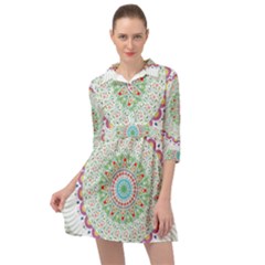 Flower Abstract Floral Hand Ornament Hand Drawn Mandala Mini Skater Shirt Dress by Jancukart