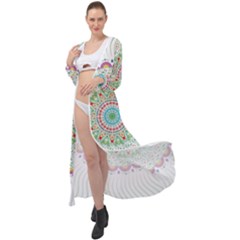 Flower Abstract Floral Hand Ornament Hand Drawn Mandala Maxi Chiffon Beach Wrap