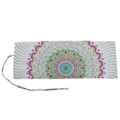 Flower Abstract Floral Hand Ornament Hand Drawn Mandala Roll Up Canvas Pencil Holder (s)