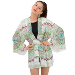 Flower Abstract Floral Hand Ornament Hand Drawn Mandala Long Sleeve Kimono