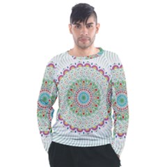 Flower Abstract Floral Hand Ornament Hand Drawn Mandala Men s Long Sleeve Raglan Tee