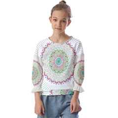 Flower Abstract Floral Hand Ornament Hand Drawn Mandala Kids  Cuff Sleeve Top