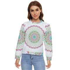 Flower Abstract Floral Hand Ornament Hand Drawn Mandala Women s Long Sleeve Raglan Tee