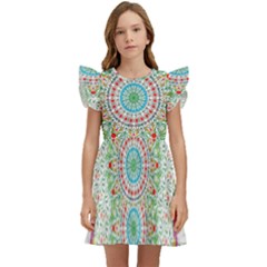 Flower Abstract Floral Hand Ornament Hand Drawn Mandala Kids  Winged Sleeve Dress