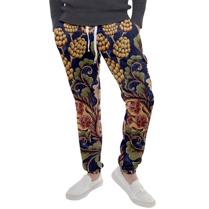 Leaves Flowers Background Texture Paisley Men s Jogger Sweatpants