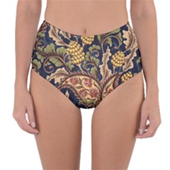 Leaves Flowers Background Texture Paisley Reversible High-waist Bikini Bottoms by Jancukart