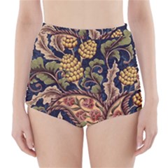 Leaves Flowers Background Texture Paisley High-waisted Bikini Bottoms