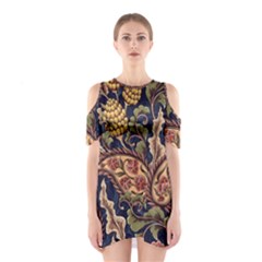 Leaves Flowers Background Texture Paisley Shoulder Cutout One Piece Dress by Jancukart