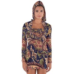 Leaves Flowers Background Texture Paisley Long Sleeve Hooded T-shirt