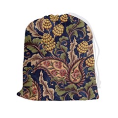 Leaves Flowers Background Texture Paisley Drawstring Pouch (2xl)