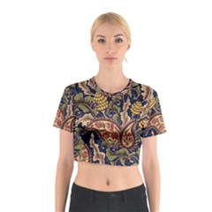 Leaves Flowers Background Texture Paisley Cotton Crop Top