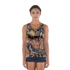 Leaves Flowers Background Texture Paisley Sport Tank Top 