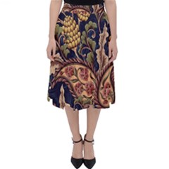 Leaves Flowers Background Texture Paisley Classic Midi Skirt