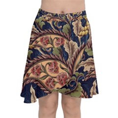 Leaves Flowers Background Texture Paisley Chiffon Wrap Front Skirt